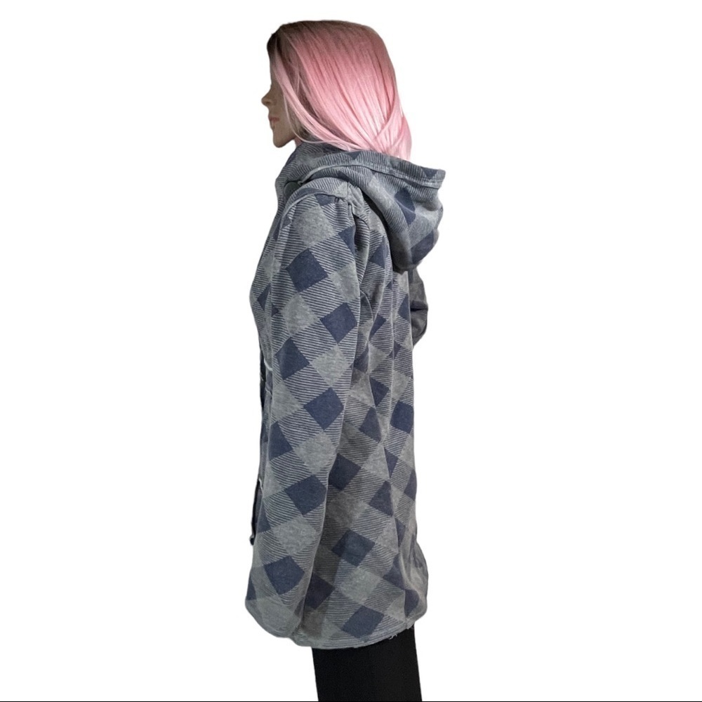 Lucy Love Gray & Blue geometric pattern hooded jacket - Picture 5 of 12